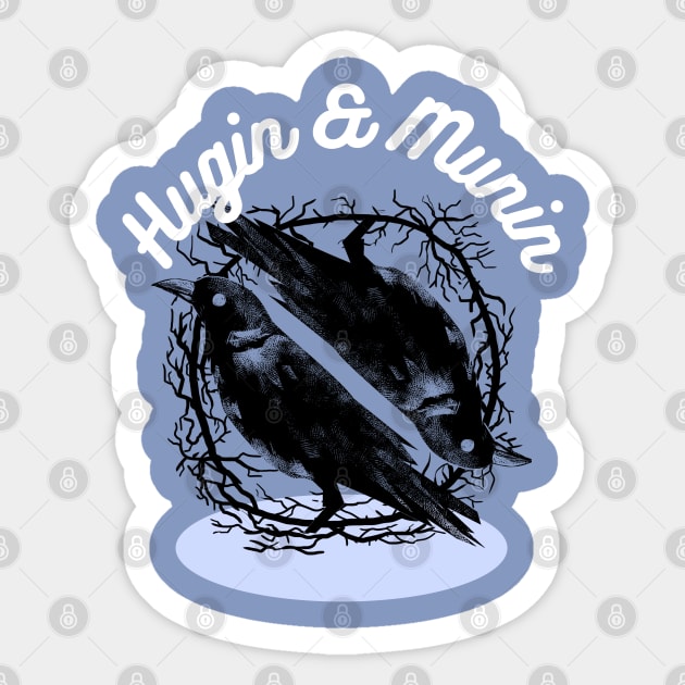 Hugin a munin, Huginn and Muninn Nordic Odin Norse God ravens Sticker by Witchy Ways